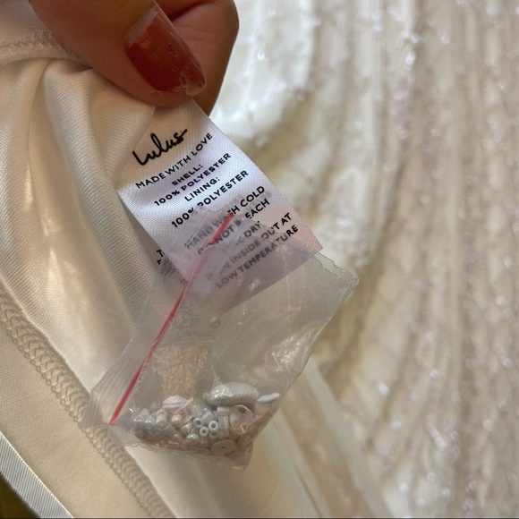 White Beaded Sequin Halter Mermaid Maxi Dress ✨ - Picture 11 of 12